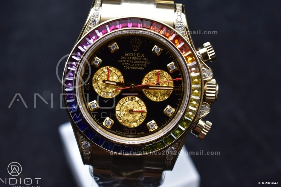 Daytona Best 116598RBOW Dial ZF Edition on SH Diamonds Rainbow 1:1 779 Bracelet YG Timeless Black 0713